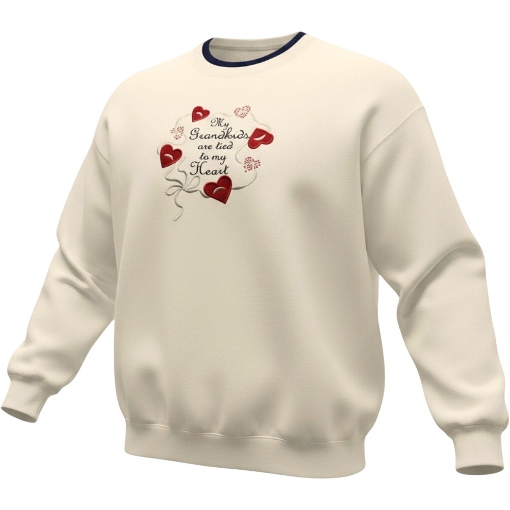 M&C Sportswear Sweatshirt Women XL Cream Heart Embroidered Grandma Core Vintage